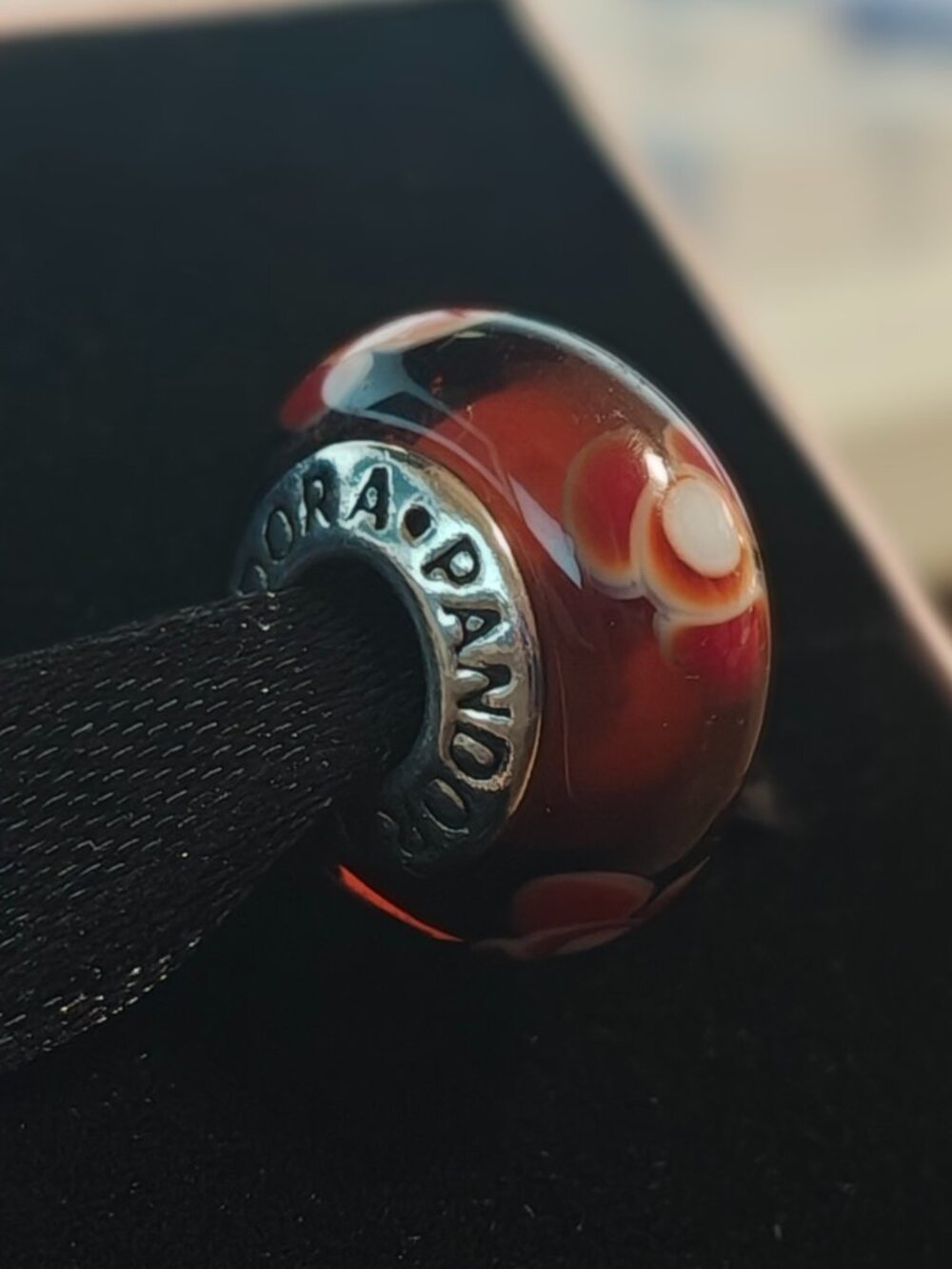 Authentic Retired Pandora Tangerine Flowers Murano Glass Charm 790646 - Picture 3 of 7
